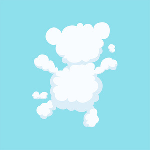 可爱的卡通熊剪影白色蓬松的云彩形状.扁平动物图标.