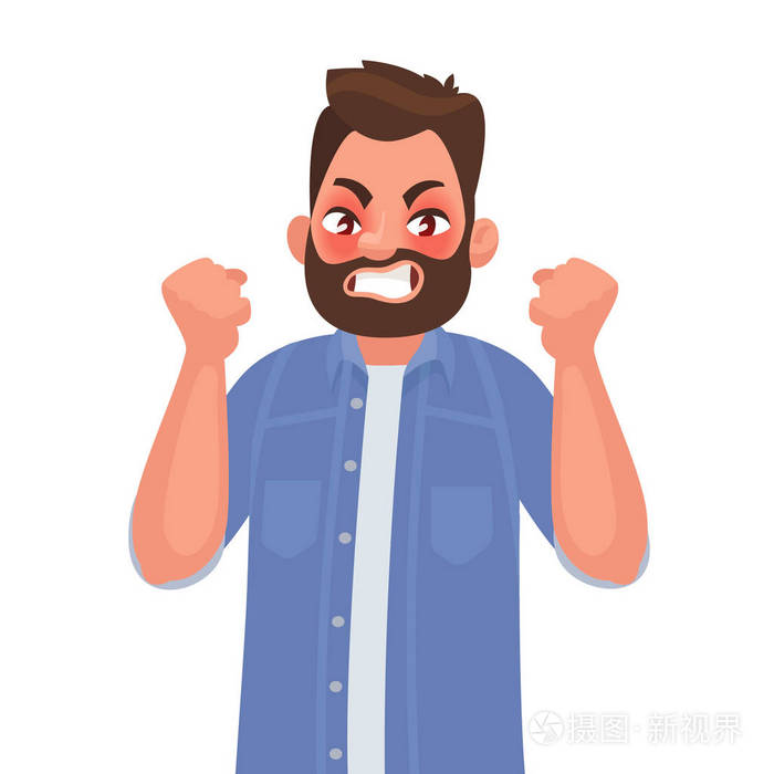 邪恶的人表达他的消极情绪.矢量插图