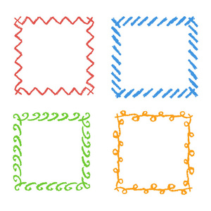 蜡笔手绘方形框架.