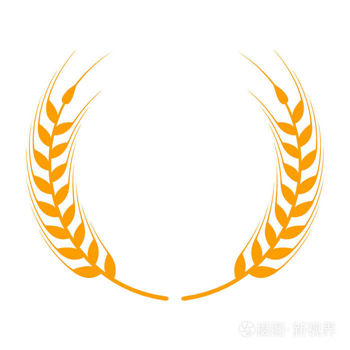 金子月桂树花圈-优胜者的标志.麦穗图标