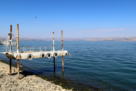 以色列东北部的Kinneret Tiberias湖淡水湖