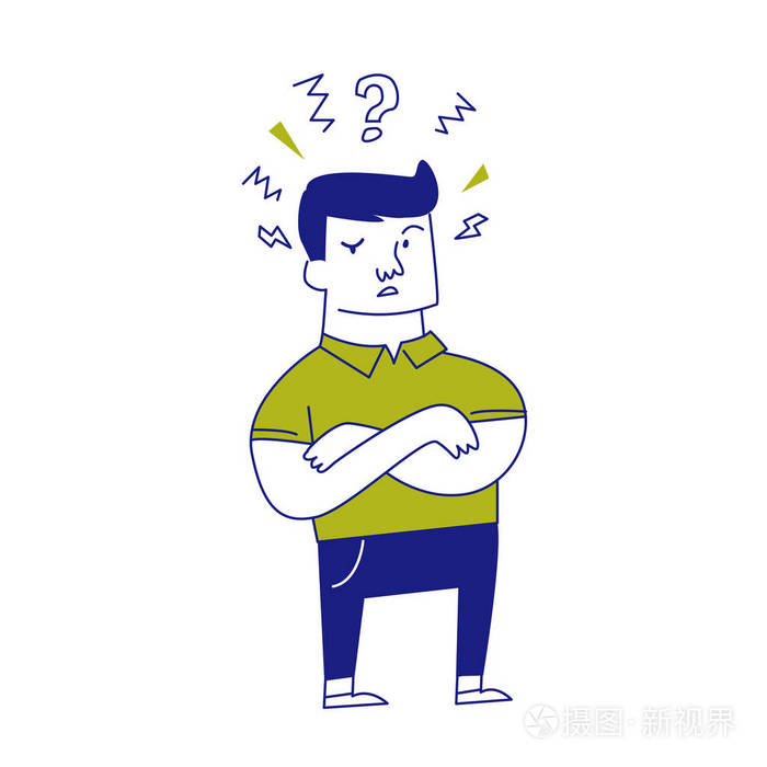 思考的人在她的头上的问号