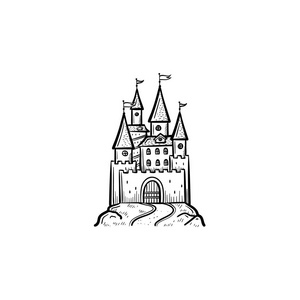 童话城堡手绘草图图标