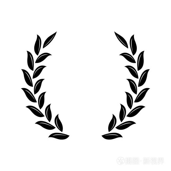 黑月桂树花圈-优胜者的标志.麦穗图标插画-正版商用图片10hoh9-摄图新