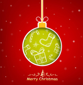 圣诞贺卡及装饰球新年树