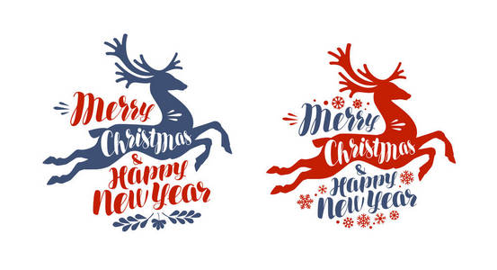 圣诞快乐, 新年愉快, 贺卡或横幅。假期, 圣诞节的概念。刻字矢量插图