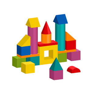 五颜六色的积木玩具大厦塔, 城堡, 房子