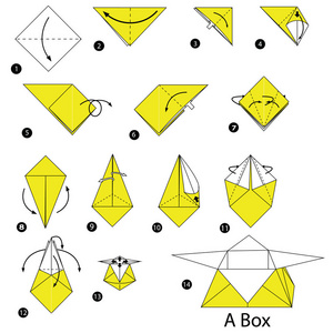 一步一步地说明如何制作折纸盒