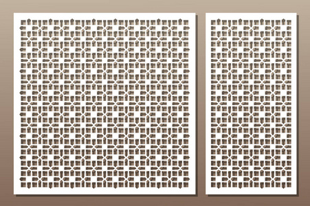 为激光切割设置装饰元件。几何装饰图案。图案方形线。比率 12, 11。矢量插图