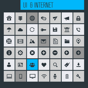 大型UI和互联网图标的时尚图标，矢量插图
