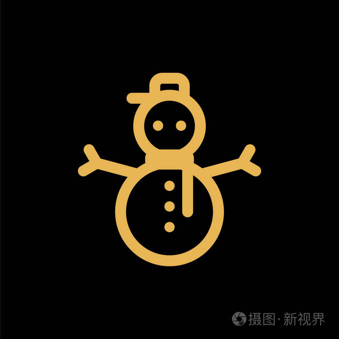 雪人简单的风格平面图标矢量插图