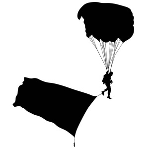 跳伞，剪影跳伞的矢量图
