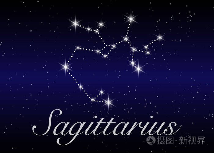 射手座星座在美丽的星空下, 银河和空间的背后.