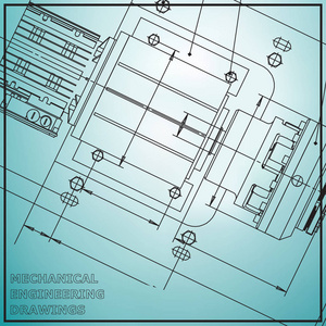 机械工程绘图浅蓝色背景。 工程