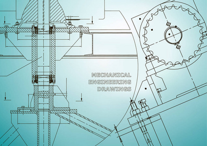 工程背景。 技术。 机械工程图纸。 蓝图。 淡蓝色