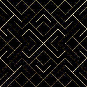 金色的抽象几何图案背景与金色闪光的纹理。矢量无缝图案或菱形和金属线节点网格奢华华丽背景黑色设计模板