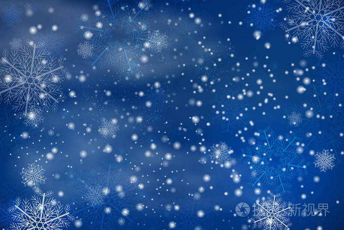 矢量冬季假日闪耀着模糊的背景, 雪花, 树, 飘落的雪花