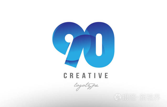 90蓝色渐变数字数字数字标志图标设计