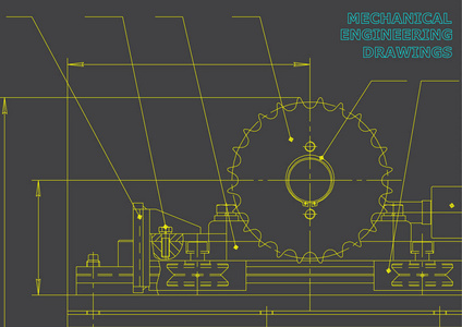 机械工程图纸。 矢量绘图。 灰色