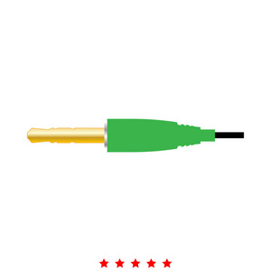 工作室音频电缆连接器或迷你插孔图标。不同颜色