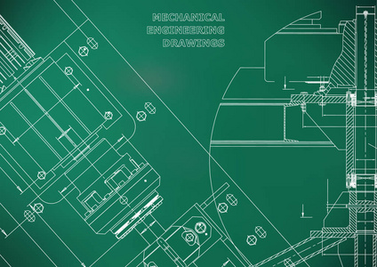蓝图。 机械施工。 技术设计。 掩护。 横幅。 浅绿色