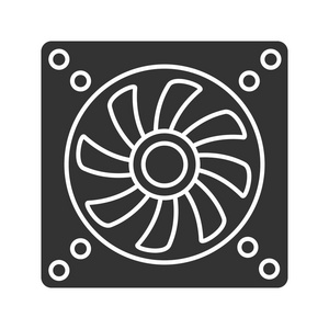 排气扇字形图标. 调理. 剪影符号. 空气通风. 负空间.