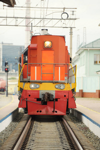 火车站红色机车