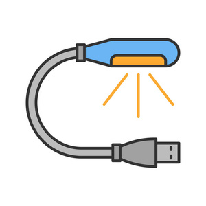 USB灯颜色图标。 电脑灯。 孤立矢量插图