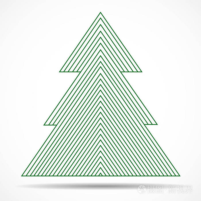 抽象的圣诞树上五颜六色的线条.矢量插图.eps 10