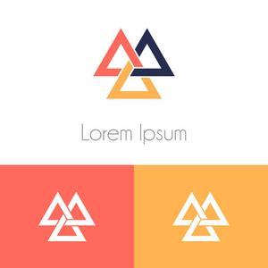 彩色标志模板几何符号与两个预览单色公司品牌