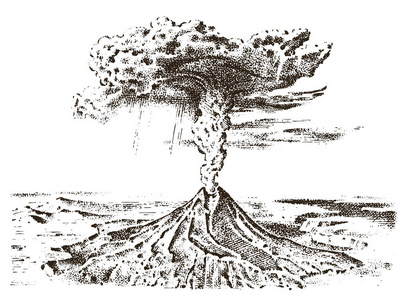 火山爆发简笔画简单图片