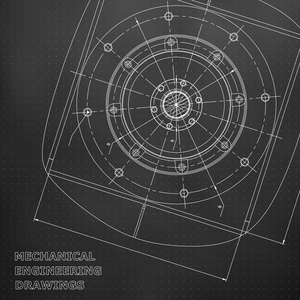 机械工程图纸。 工程插图。 矢量。 黑色的。 要点