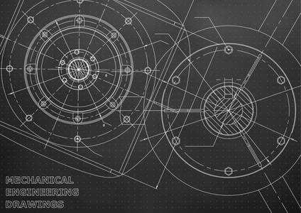 机械工程图纸。 矢量背景。 黑色的。 要点