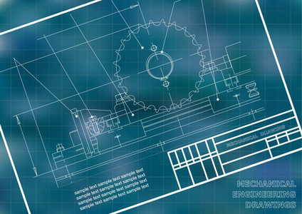 白色背景上的机械图纸。 工程插图。 框架。 蓝色。 网格