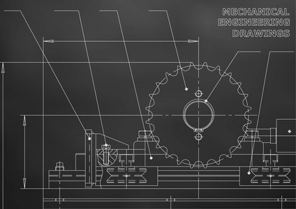 机械工程图纸。 矢量绘图。 黑色的