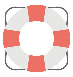 游泳池救援安全救生圈平面矢量图标设计