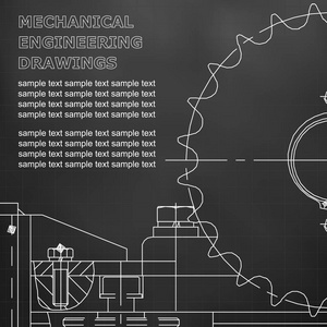 机械工程制图。 矢量。 黑色的。 网格
