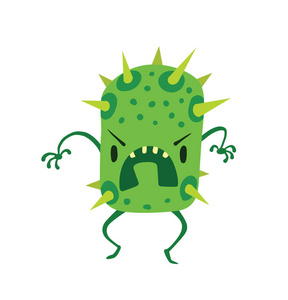 滑稽的红色细菌与六只眼睛和八胳膊埃博拉病毒, 细菌, 病毒, 流行.