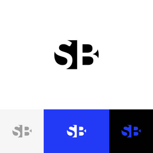 Sb 矢量字母。标志图标符号字母 s 和 b 符号