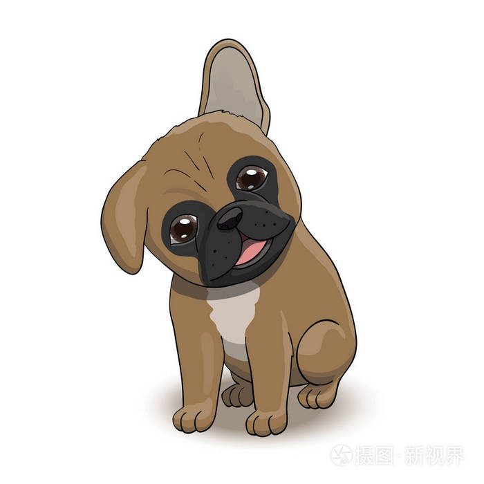 法国斗牛士卡通人物肖像.狗矢量图解
