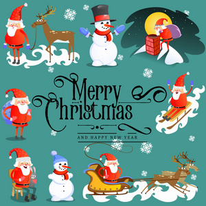 圣诞快乐新年贺卡, 教堂和绿树下雪, 基督教和天主教冬季城市大教堂矢量插图, 宗教圣洁背景