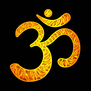 奥姆符号. 东方装饰装饰品可用于瑜伽海报着色书.照片