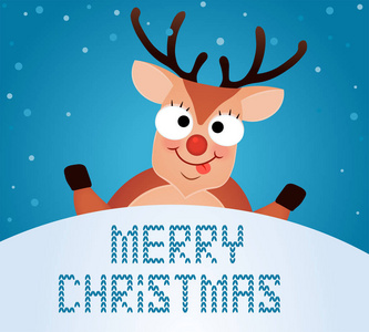 圣诞驯鹿可爱和有趣的人物鹿。圣诞贺卡矢量插图