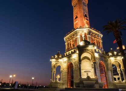 伊兹密尔时钟塔在日落, 土耳其