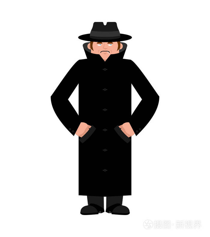 间谍的帽子和大衣隔离秘密特工在斗篷r侦探