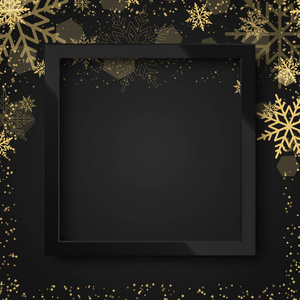 新年快乐2018黑色背景黑色框架和金色的雪。矢量