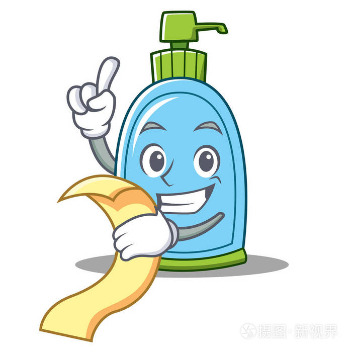 与菜单液体肥皂字符卡通