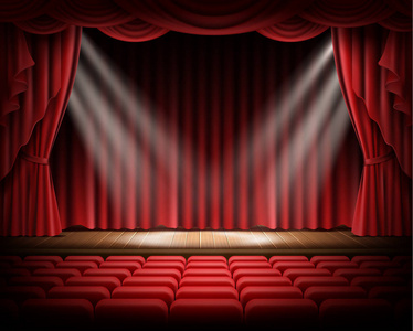 红色的幕布和空旷的舞台图片