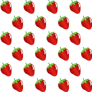 草莓果实轮廓抽象无缝图案白色背景.
