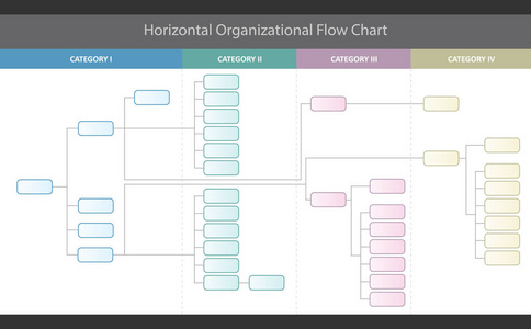 横向组织机构流程图矢量图形
